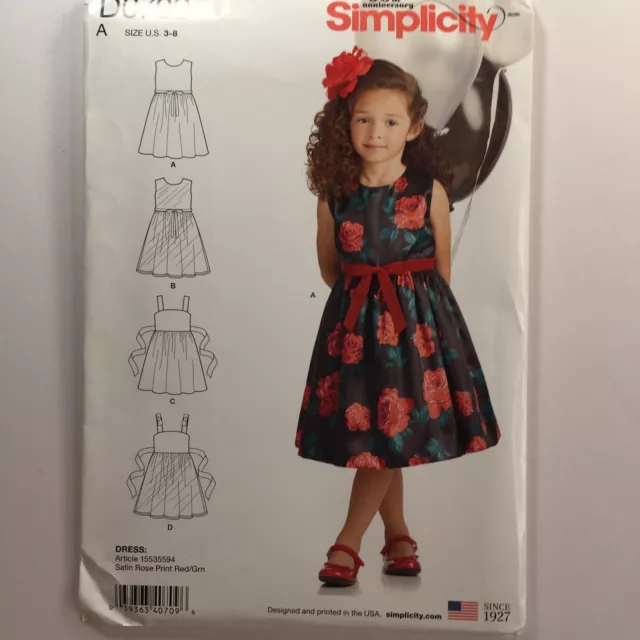 Simplicity 0709 Retro Corbata Cinturón Vestido Clásico Niña Niño Nuevo Patrón Sin Cortar