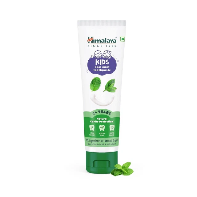 Himalaya Kids Cool Mint Toothpaste Gum-Reduce Plaque & Supports Healthy Gums-80g