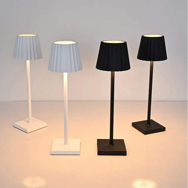 Lampada da Tavolo LED Paralume Plissettato Touch Ricaricabile USB Senza Fili