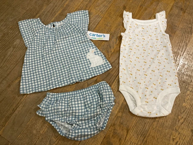 Carter’s Baby Girl 3-Piece Bunny Set Size 3-6 months NWT