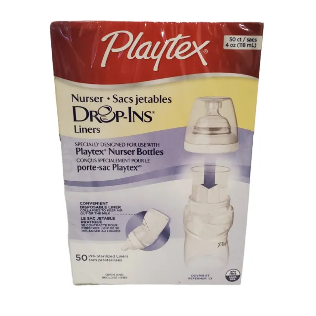 Playtex Baby Drop-Ins Liners For Nurser Bottles 4 Oz 50 Count Sealed NEW
