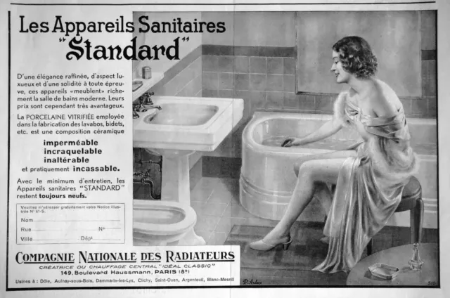 Publicité De Presse 1936 Ideal Classic Les Appareils Sanitaires Standard