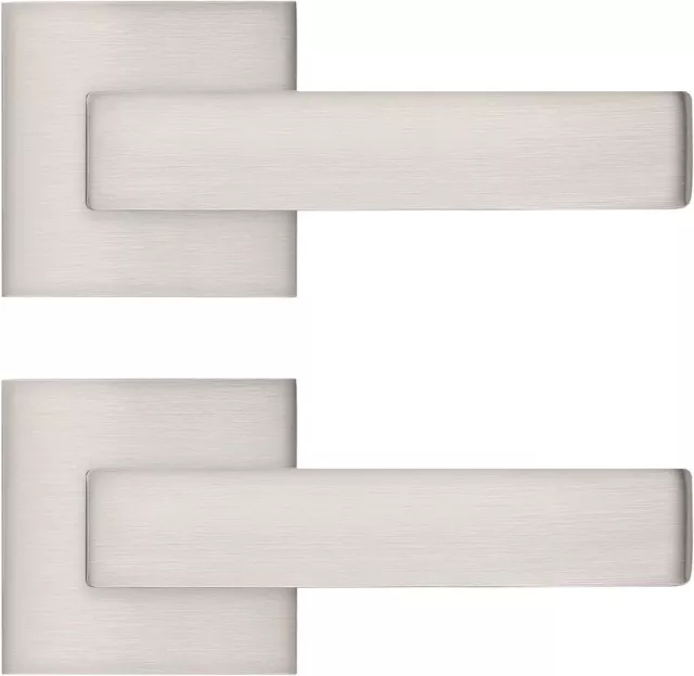 Satin Nickel Square Door Lever Locks Passage Privacy Keyed Entry Brushed Nickel