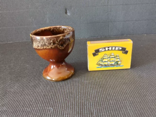 Collectable * Churston * Brown Mottled Pottery Egg Cup Holder Made In Devon