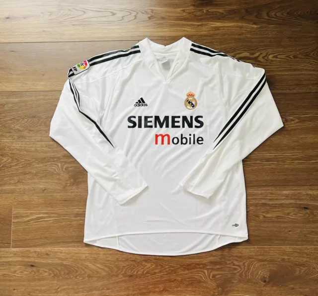 2004/05 Real Madrid Home Shirt Jersey Long Sleeves La Liga Size L