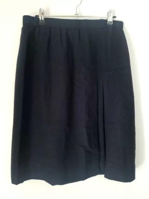 Vintage Katies Size 14 (More 10-12) Navy Pleated Front Wool Blend Skirt