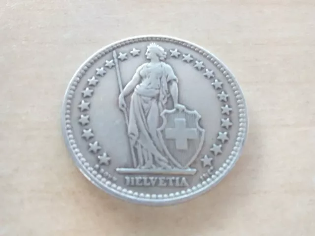 1939 Switzerland 2 Francs Silver Coin Silver Coin