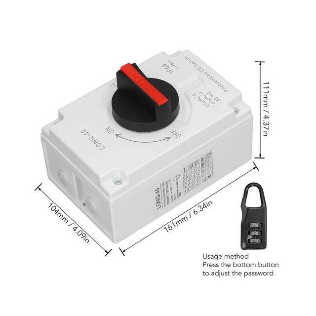 20Amp Solar Disconnect Switch - 4-Pole AC690V IP66 Waterproof Rotary Isolator For PV Systems
