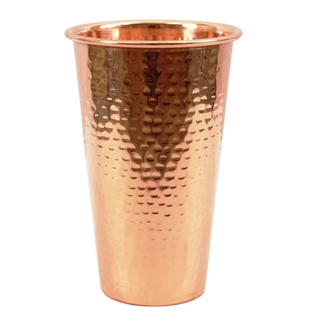 Hammered Big Copper Drinking Glass Tumbler Ayurveda Yoga Health Benefit 550 ML