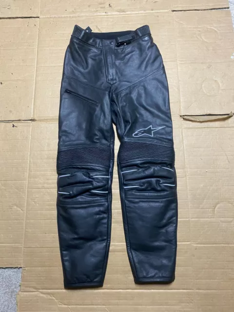 ALPINESTARS Ladies Leather Motorcycle Motorbike Trousers UK 8 = 26" Waist (82)