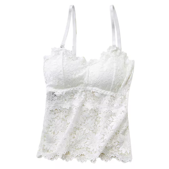 Bra Vest Padded Protective Cut Out Lace Brassiere Camisole Top Solid Color