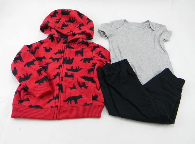 Carter's Baby Boy 3-PC Layette Set Jacket/Bodysuit/Pants Gray/Red Size 18 Month