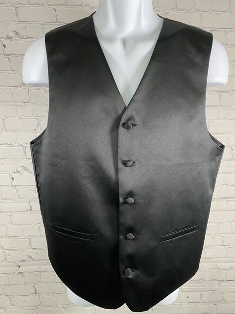 Barassi Doni Barassi Black 5 Button Dressy Satin Suit Vest Men’s S