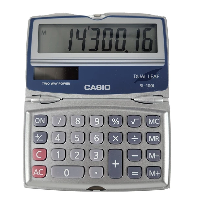 CASIO DUAL LEAF Two Way Power Electronic Calculator SL100L Solar Cell