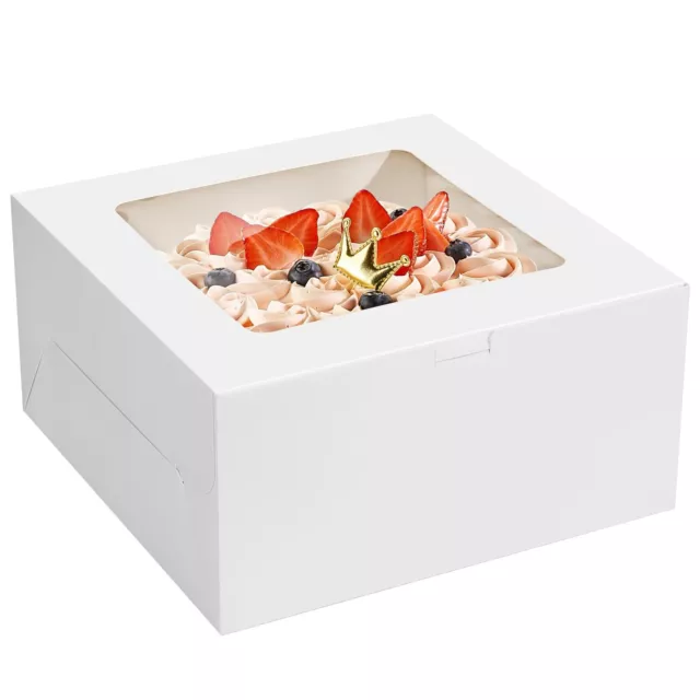 4 Pack Cake Boxes with Window, 10x10x5 inch Cake Boxes, White Cake Boxes 10 I...