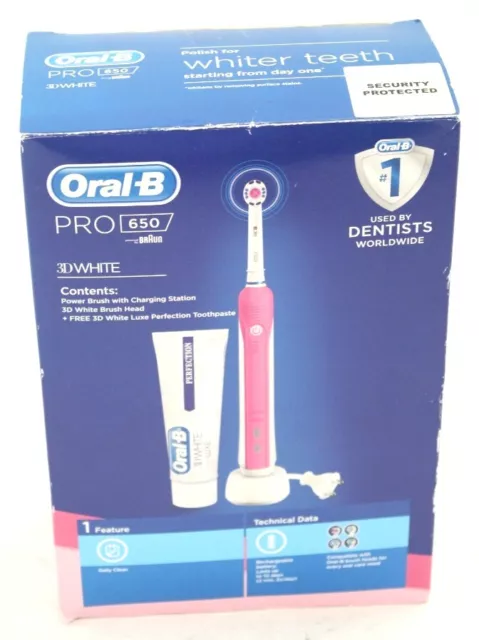 ORAL B Pro 650 CrossAction Electric Toothbrush Powered by Braun in Pink - C51