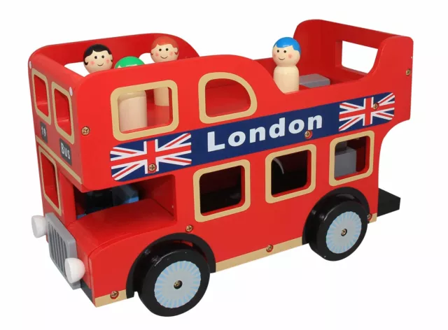 New Bubbadoo Wooden London Double Decker Toy Bus