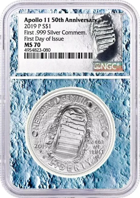2019 P $1 Silver Apollo 11 50th Anniversary Dollar NGC MS70 First Day of Issue