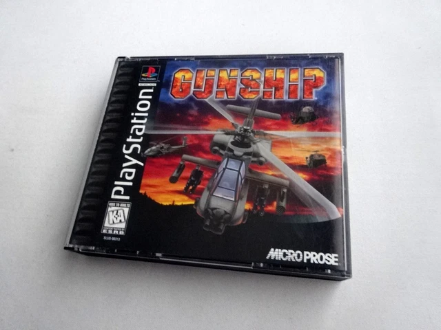Playstation 1 PS1 Gunship Black Label w/ Case & Inserts *No Manual* Tested Works