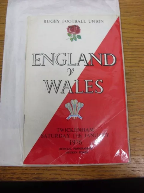 17/01/1976 Rugby Union Programme: England v Wales [At Twickenham] (folded, very