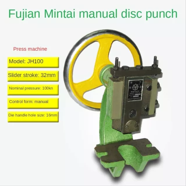 Jh100 Heavy-Duty Disc Small Hand Punch Machine Manual Punching Die Press Press