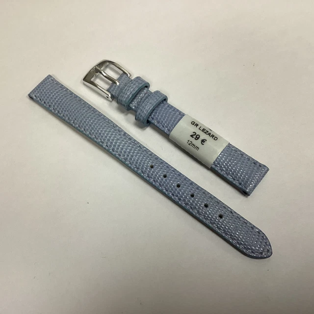 Bracelet De Montre Cuir Vert D'eau 16mm - Aspect Lézard - Peausserie De Luxe - Neuf