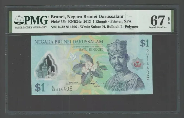 Brunei 5 Ringgit 2011 P36 Uncirculated Grade 67