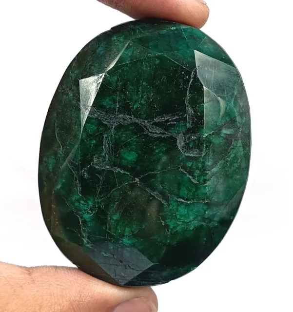 300 Ct Certified Superb Green Emerald Brazilian Oval Shape Loose Gemstone YSU