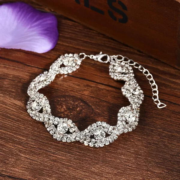 Elegant Deluxe Austrian Crystal Bracelet Women Infinity Rhinestone Bangle Gifts