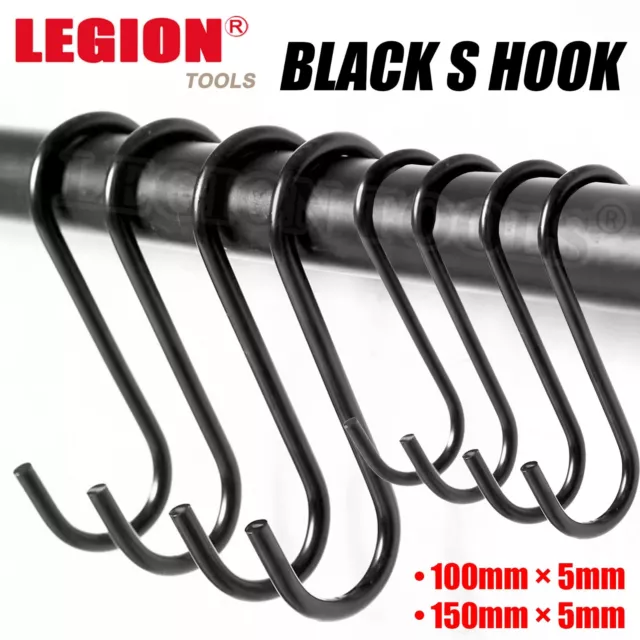 Steel Black S Shape Hooks 5mm Kitchen Hanger Rack Clothes Hanging Plant Holders