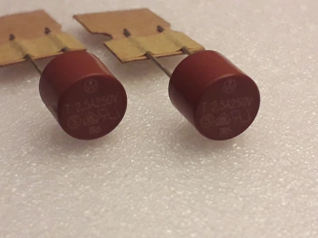 2 x Fusible TR5 temporise.T 2.5A 250V.Diametre 8,5mm.