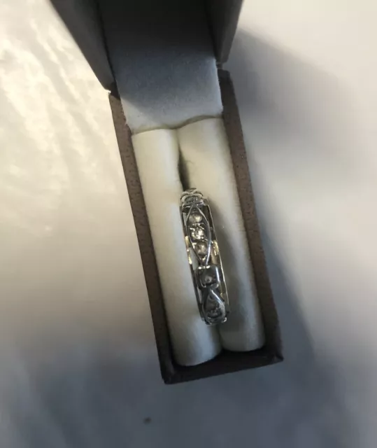 9ct YELLOW &WHITE GOLD DIAMOND ETERNITY RING SIZE 0  Vintage 20 DIAMOND REDUCED
