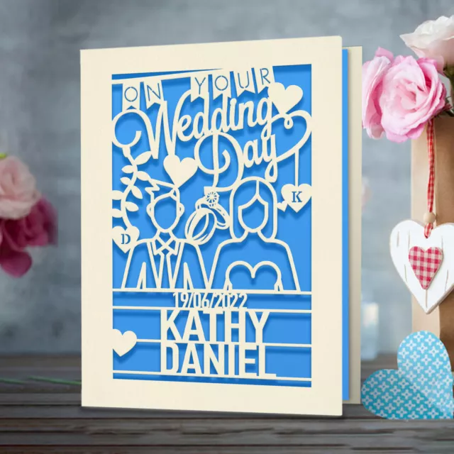Personalised Wedding Day Card Laser Cut Card On Your Wedding Day for Newlyweds