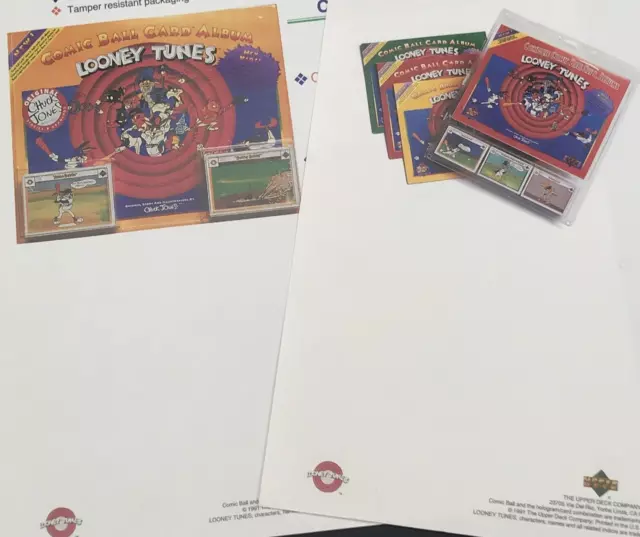 2 Diff 1991 Upper Deck UD Comic Ball Set Packs Sell Sheet 8.5"x11" Looney Tunes