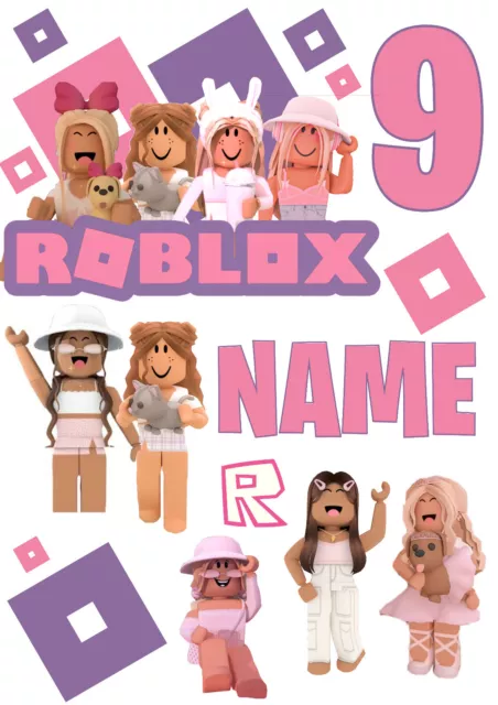 Personalised Roblox Girl Cake Toppers | Icing/Wafer Paper | Edible Print