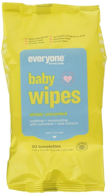 Everyone Baby Wipes Unscented, Chamomile + Aloe, 30 Ea, 30count