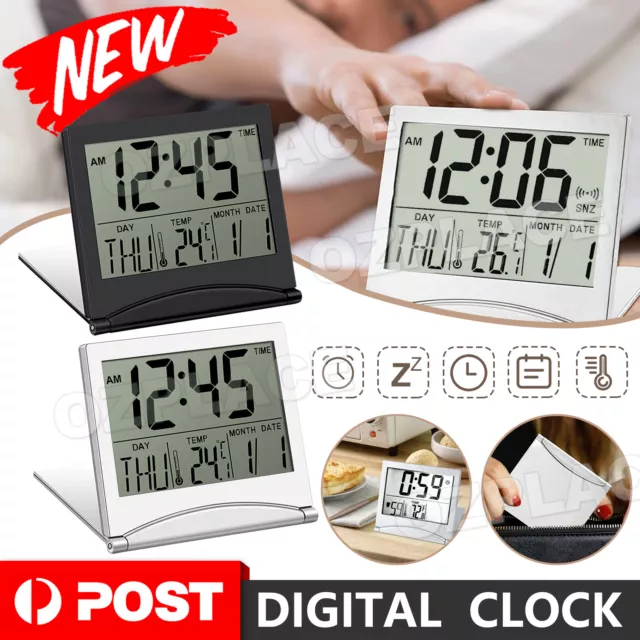 Home Digital LCD Screen Travel Alarm Clocks Desk Calendar Thermometer Timer AU