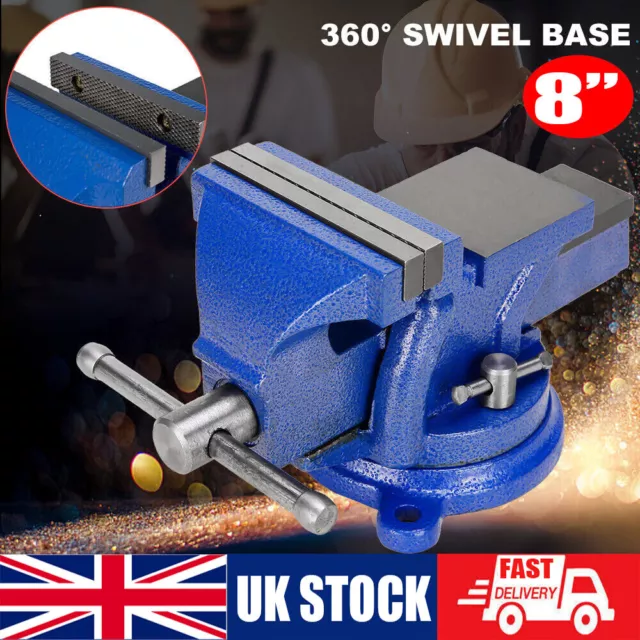 8'' Heavy Duty Work Bench Vice Engineer Jaw Swivel Base Workshop Vise Clamp UK