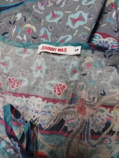 Johnny Was Women's Size Small Kimono Blue Floral Blouse