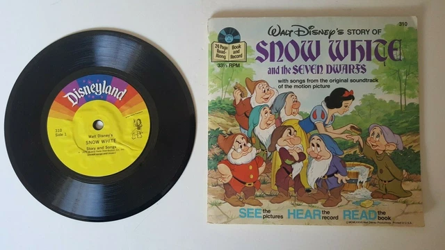 VINTAGE 1977 DISNEY'S Story Snow White Seven Dwarfs Read Along Book And ...