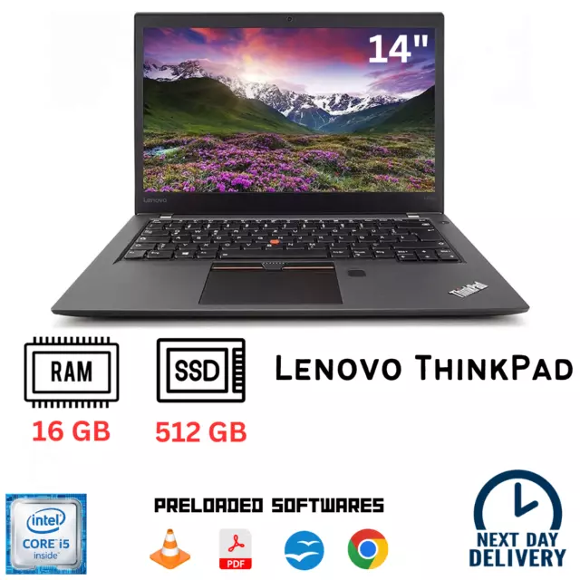 Lenovo ThinkPad Windows 10/11 Laptop QUAD Core i5 16GB/512GB SSD Webcam WIFI HD