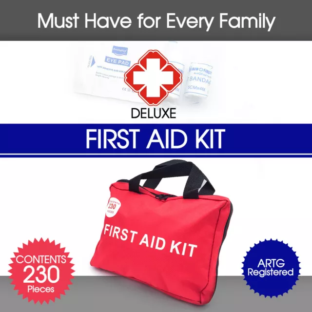 230pcs Emergency First Aid Kit BANDAGE Bag Family Office Boat ARTG Registered