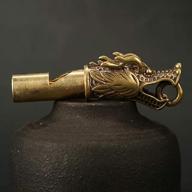 Handmade Brass Dragon Head Whistle Car Keys Chains PendantsOutdoor Survival T $d