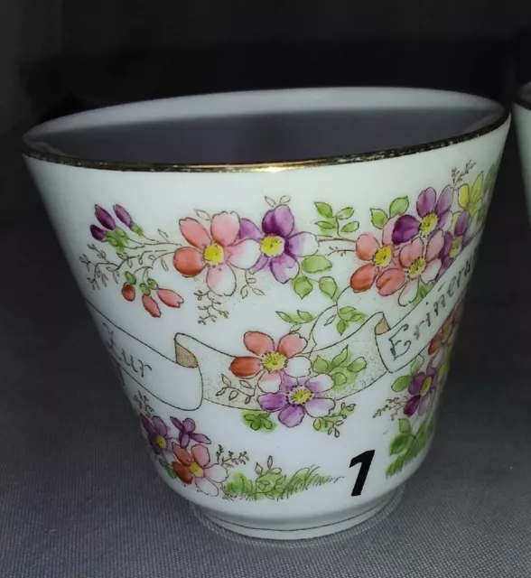 Antik Porzellan Andenken Tasse mit Spruch Bodenmarke 2354  Y 51 3