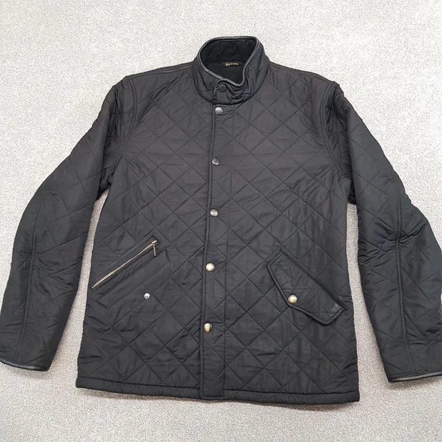 Barbour Mens Jacket Large Black Quilted Padded Outdoors Coat Country Farmer
