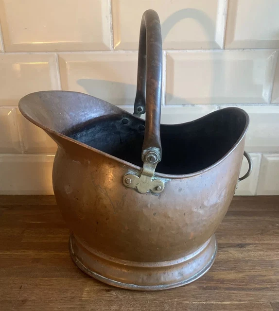 VINTAGE LARGE COPPER and Brass Coal Bucket Scuttle 48.60 PicClick
