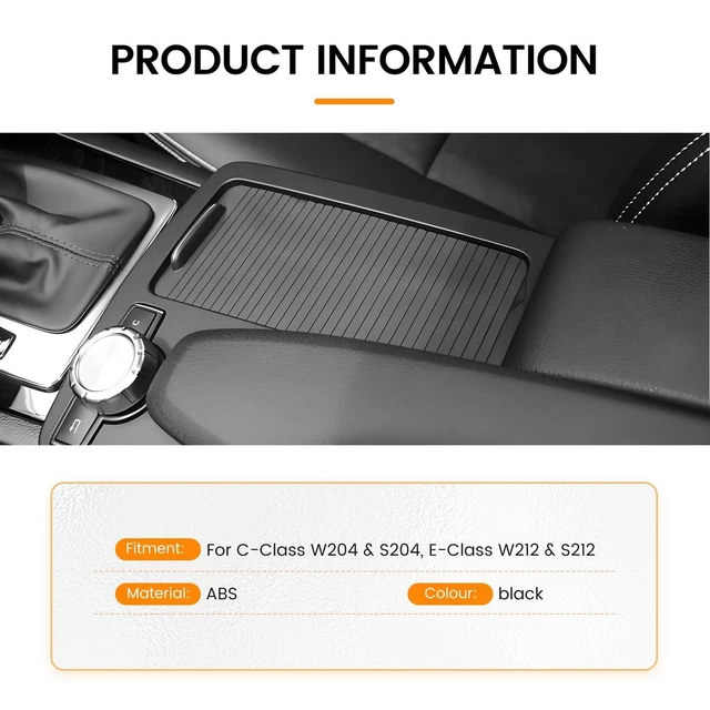 Couvercle Store Console Centrale Mercedes Classe C & E W204 – Housse Rangement Intérieur Push-Pull, Noir Qualité Premium