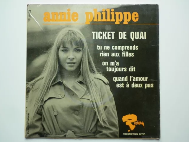 Annie Philippe 45Tours EP vinyle Ticket De Quai lettrage orange pour "Annie Phil