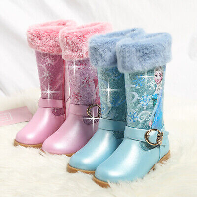 NEW Frozen2 Kids Girls ELSA  Princess Cosplay Party  Plush Fleece High Boots