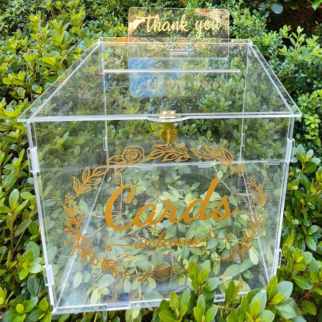 OLegei Boîte à cartes de mariage en cristal urne de mariage coffre au trésor décoration de table avec serrure pour réception de mariage/fête/ anniversaire (doré OLegei Boîte à cartes de mariage en cristal urne de mariage coffre au trésor décoration de table avec serrure pour réception de mariage/fête/ anniversaire (doré